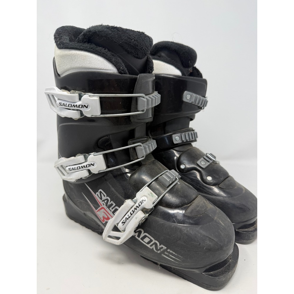 Salomon T3 Kids Downhill Ski Boots Black White 276mm Mondo 23 23.5
